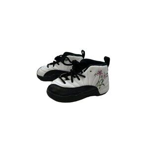 Nike Jordan 12 Retro TD Floral Embroidered Black/White/Multi DR6995 Sz 8C